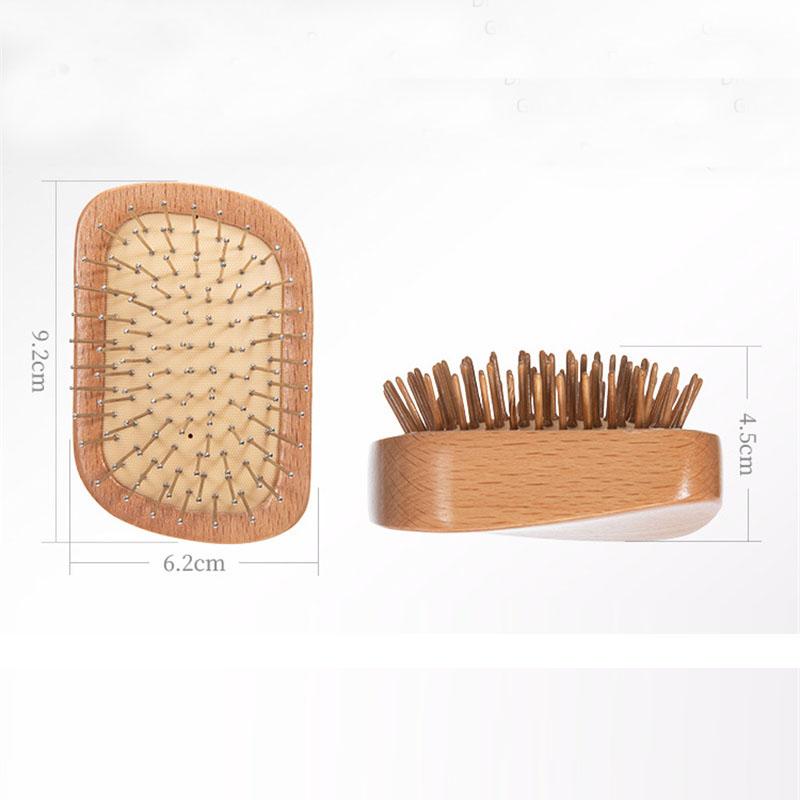 BEPAN Natural Wooden Hair Brush Combs Beech Hair Airbag Detangled Scalp Massage Wood Steel Needle Combs Anti Static Massage Comb