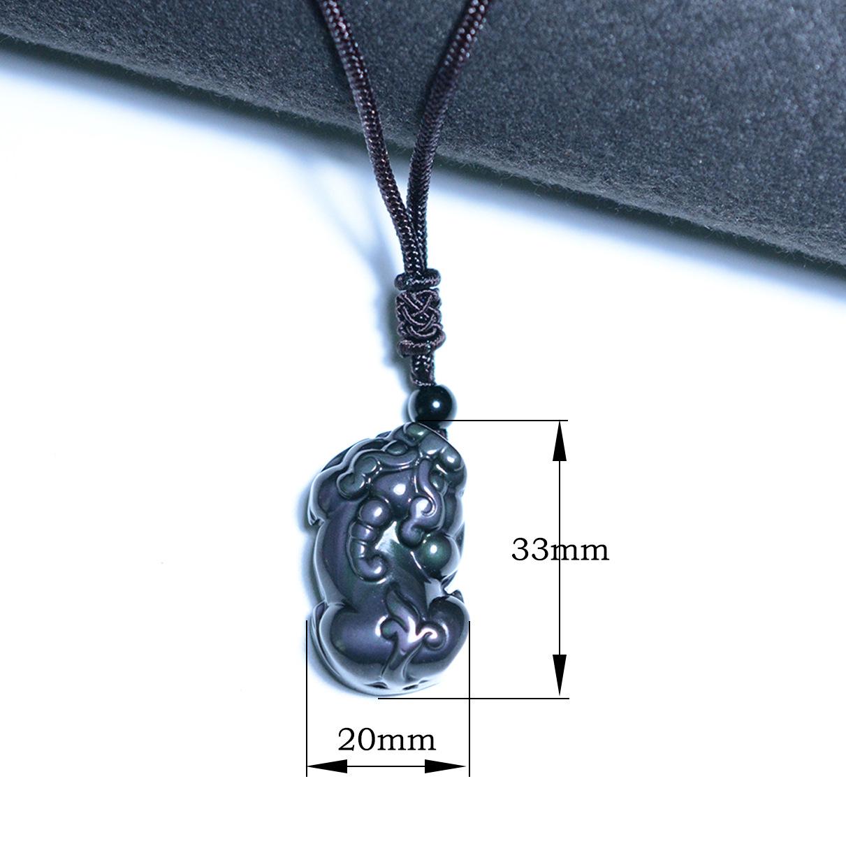 Ожерелье-подвеска Пиксиу из радужного обсидиана - Цветной хрустальный шарм для мужчин и женщин