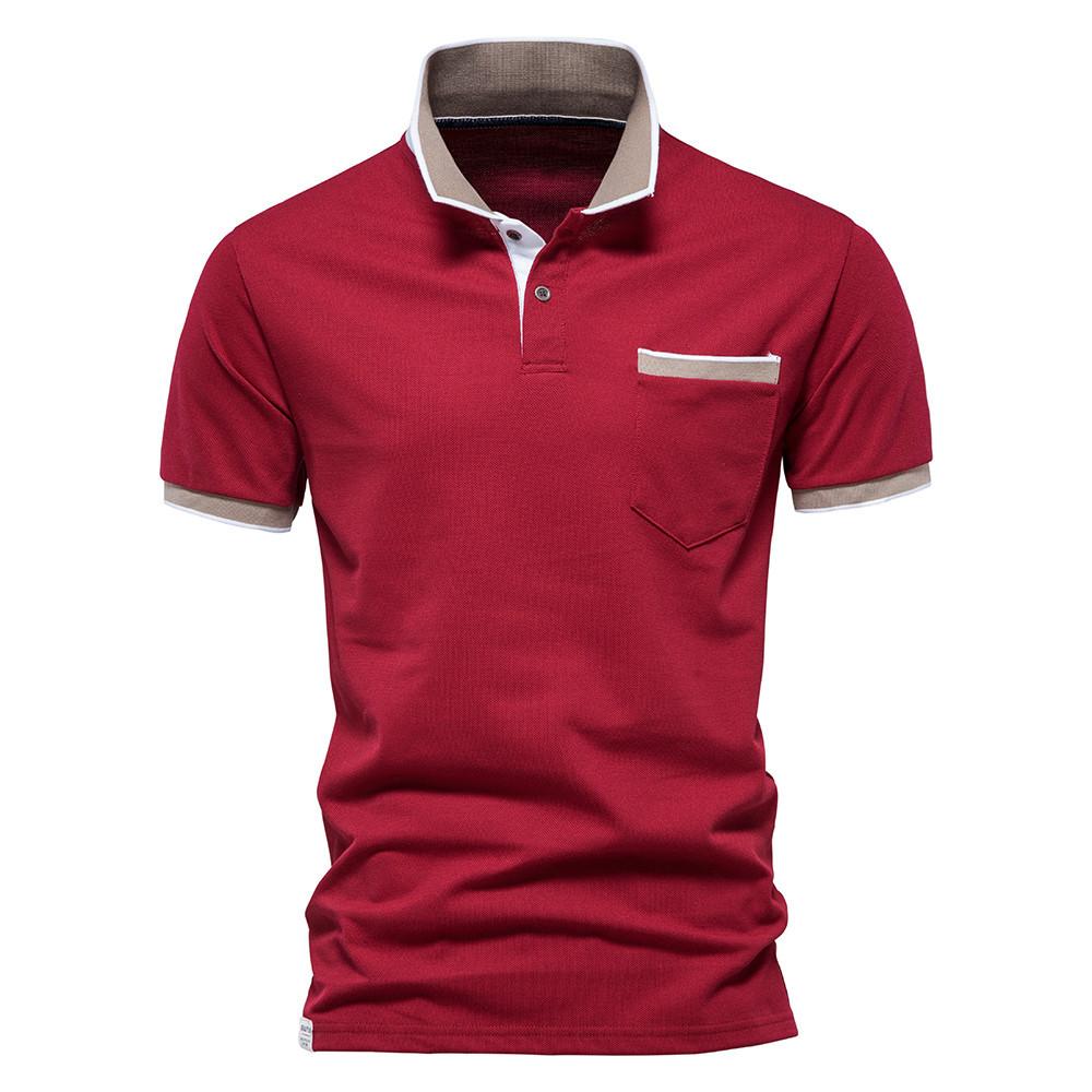 Men's Polo Shirt Summer Lapel Breathable Sports Patchwork Pocket