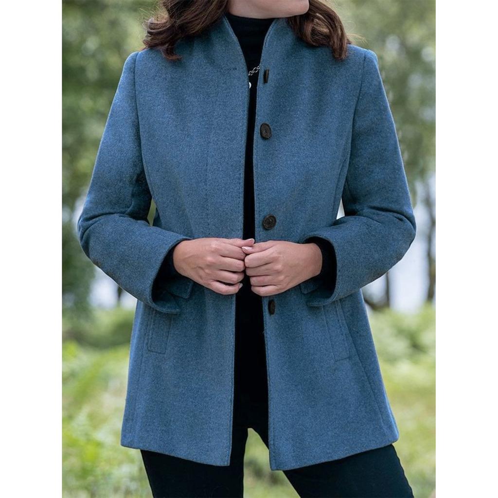 Langermet Dame Ensfarget Hettegenser Lett Jakke Kåpe Vinter Og Høst