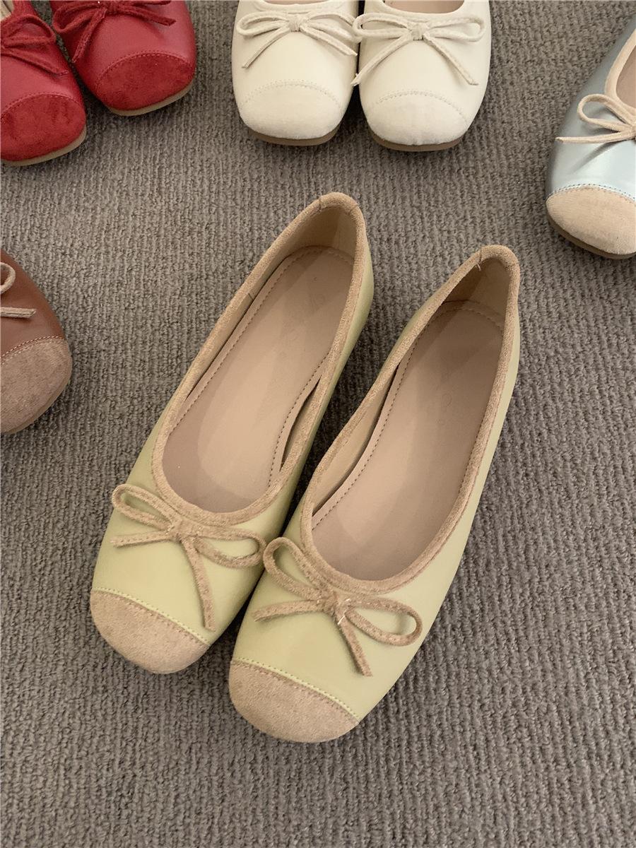 

Вечерние туфли на плоской подошве с бантом, однопедальные туфли, японская обувь для бабушек, весенние и летние туфли Doudou, женская обувь для мам, женская обувь, женская обувь 35 хаки