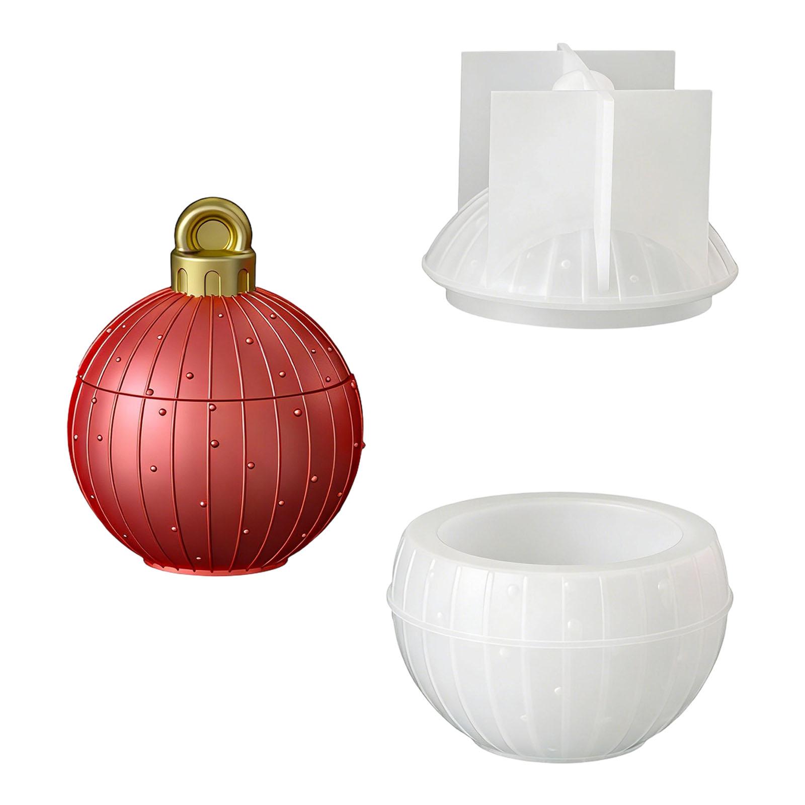 Weihnachtskugel Silikon Kerzenformen Harzglasform mit Deckel zum Harzguss Herstellung von Kerzenbecher Seife Schmuckglas white