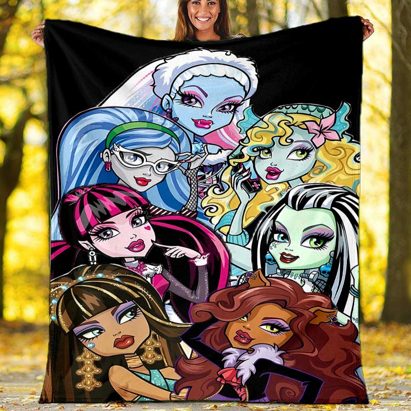 1pc Monster High (4) Theme Blanket - Digital Print, Polyester, Cozy for All Seasons, Perfect for Outdoor, Camping, and Travel