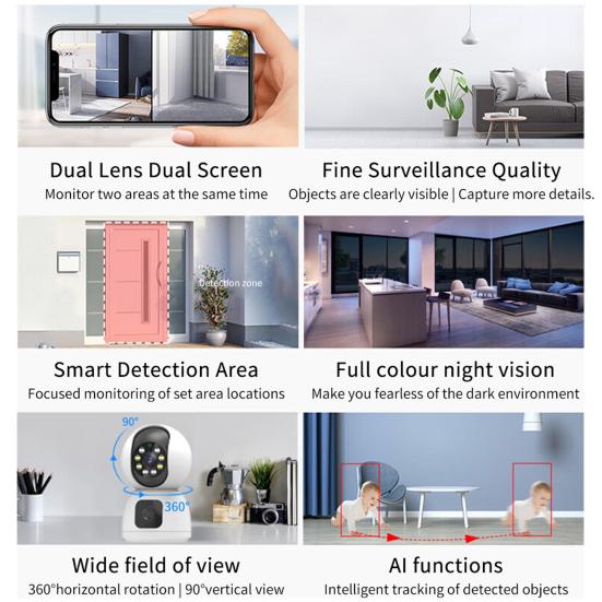 1080P HD-compatible Dual-camera Remote Monitor Intercom Two-way Voice Surveillance Cameras