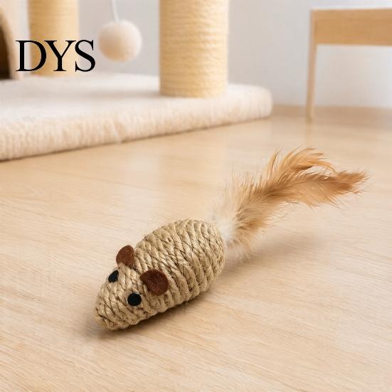 Interactive Pet Supplies for Multiple Cats Sisal Mouse Cat Toys, Feather Mice Kitten Chew Natural Toy Rope Rat Toys Teeth Cleaning, Indoor Self