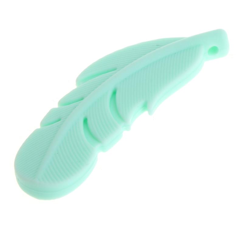 Nursing Feather Pendant Baby Teether Silicone Soother Chew Toy Teething Necklace