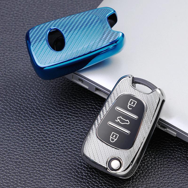 Carbon Pattern TPU Case Car Key Cover for Hyundai I30 I40 IX25 Creta IX35 HB20 Solaris Elantra Accent for Kia K2 K5 Rio Sportage