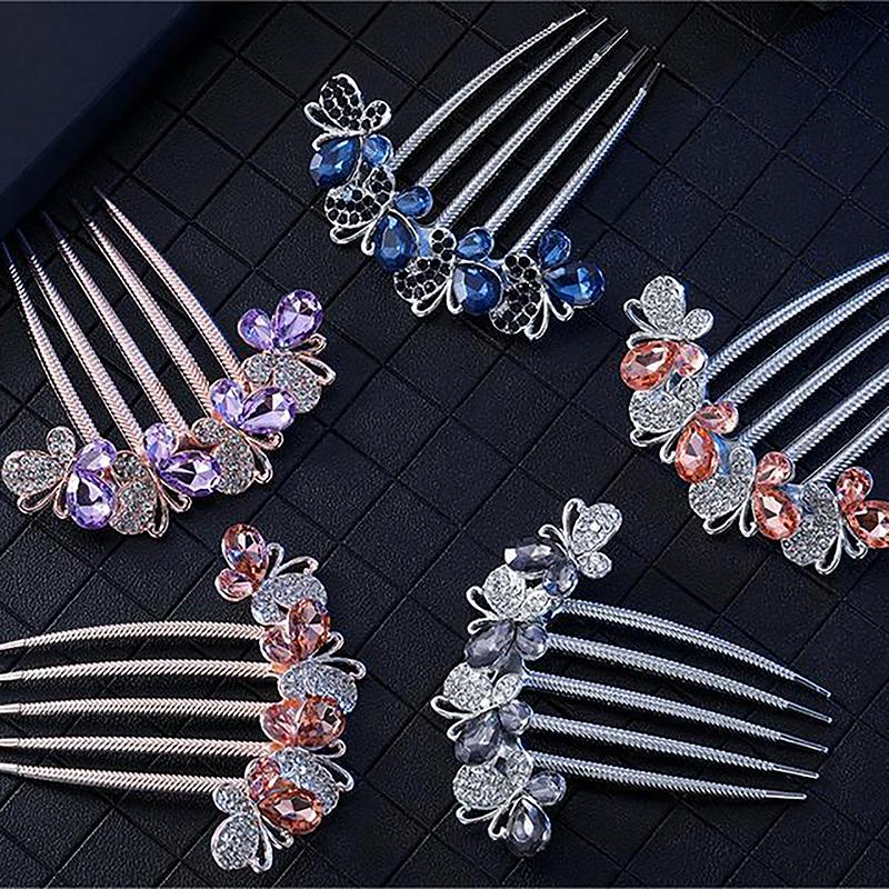 Vintage Blumen Haarspangen Koreanischer Stil Perle Haarkämme Glänzende Haarnadeln Für Frauen Haarschmuck