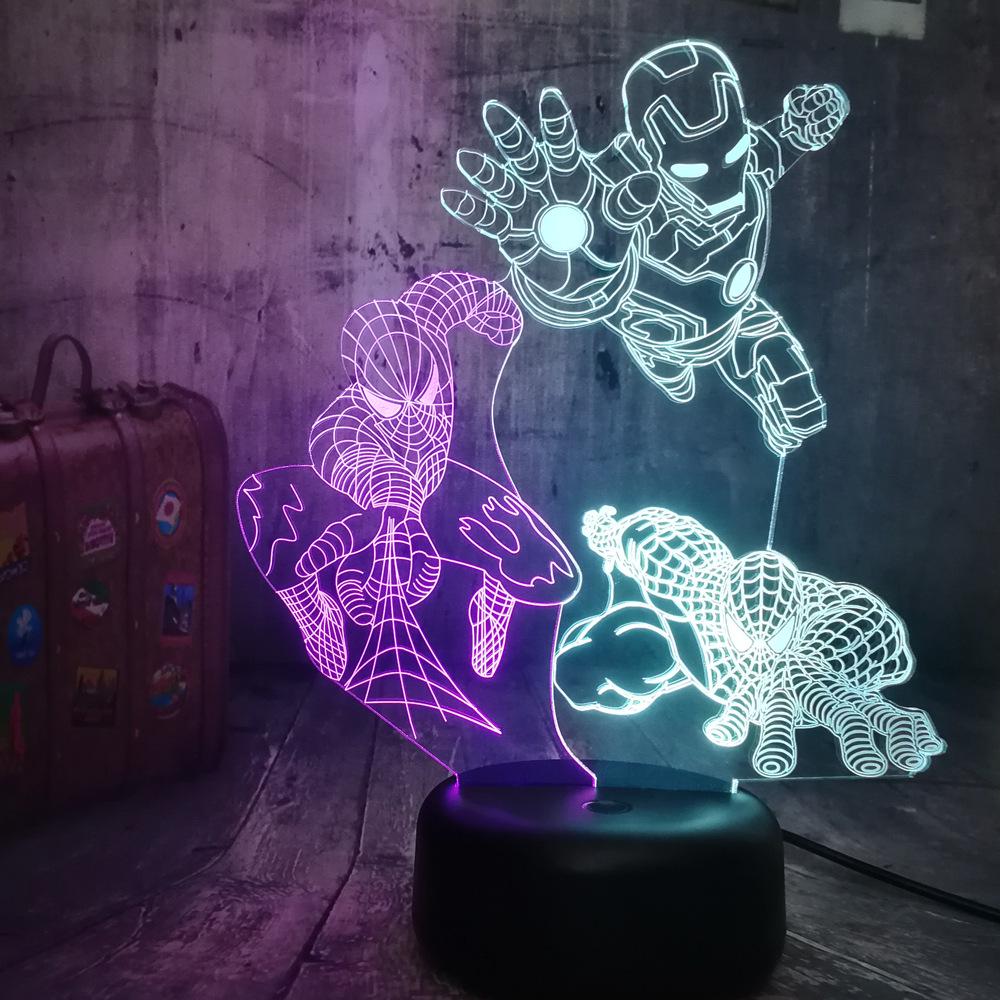 3D Avengers Iron Man & Captain America LED Night Light for Kids