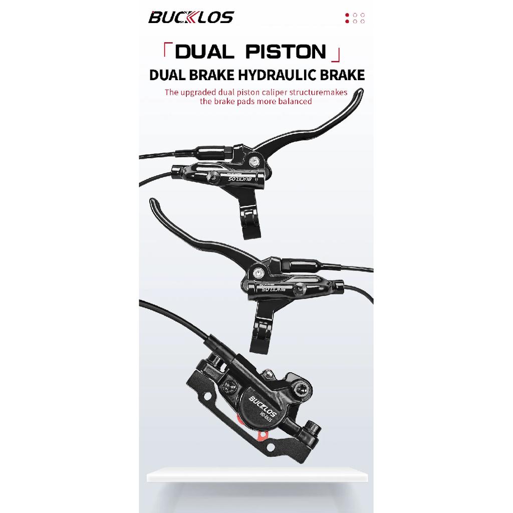 BUCKLOS 2 Piston Power Off Electric Bicycle Brakes for E-Bike Folding Bike Scooter with Rotor Hydraulic Disc Brake Bike Brakes