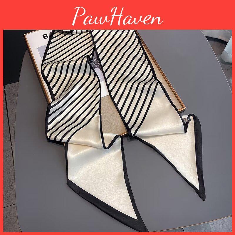 Scarf Long Highend Silk Narrow Print For Spring And Summer Versatile As Shirt Ribbon Belt Or Hair Tie