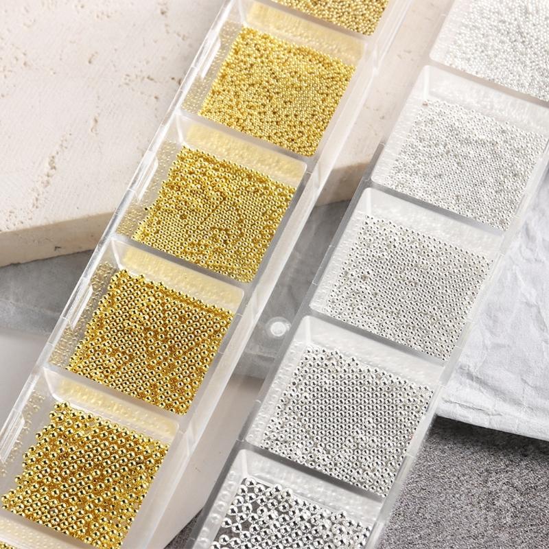 Multi-Size Nail Caviar Beads for Nails 3D Nail Art Decorations Micro Mini Metal Nail Beads Design DIY Nail Jewelry Beads