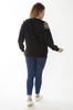 Women's Style Big Size Sweatshirt Large Size Black Stone Detailed Sweatshirt