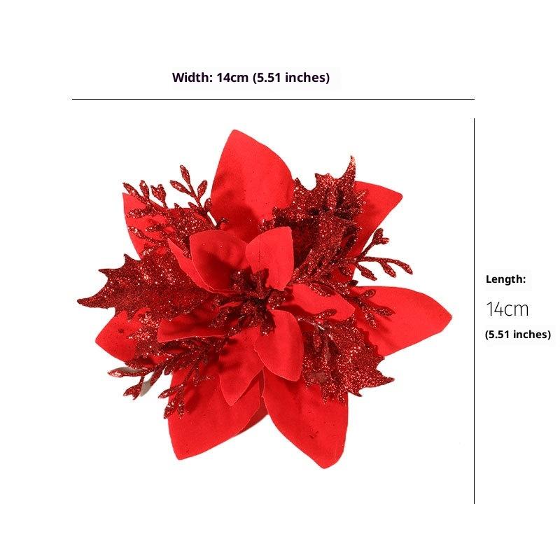 5Pcs Glitter Artifical Flowers 14Cm Fake Flowers Christmas Decoration Xmas Tree Ornament  Year Navidad 2026 Gift Accessory