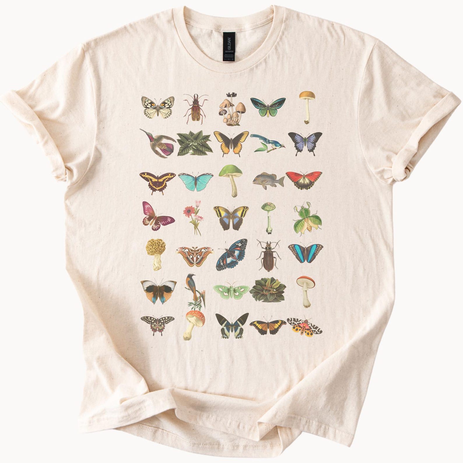 Butterfly Mushroom Nature Art Graphic Shirt Tshirt 150