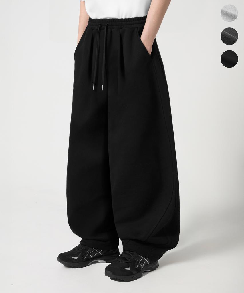 TRILLION One-Pleat Curved Side-Pleat Sweatpants_3Color