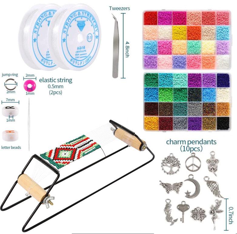 Bead Loom Kit Loom Beading Supplies with Seed Beads Complete Jewelry Making Tools and Accessories for Jewelry Making Bracelets B