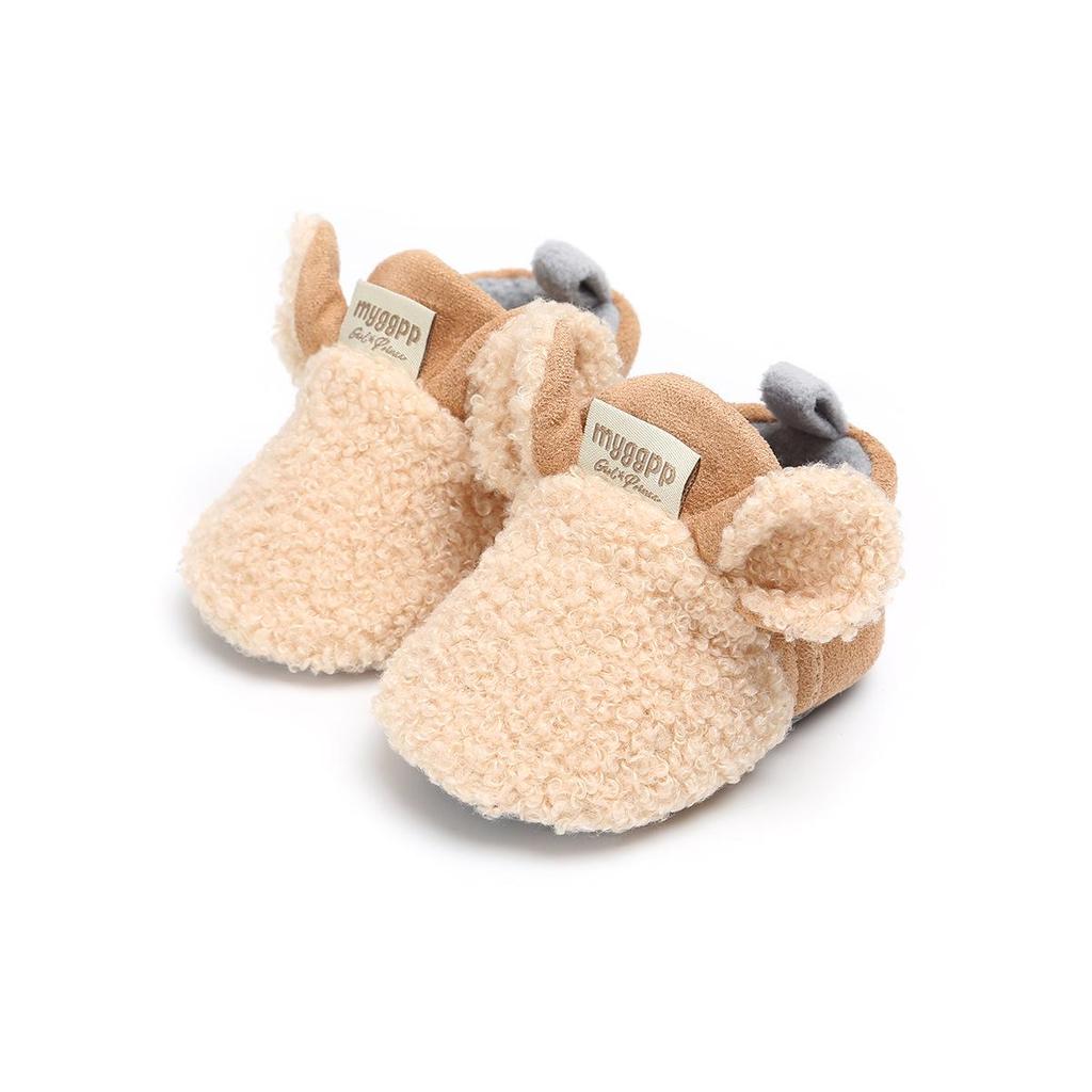 Unisex Cartoon Winter Baby Velcro Cotton Shoes, Soft Sole, Warm for Toddlers Aged 0-1 Year