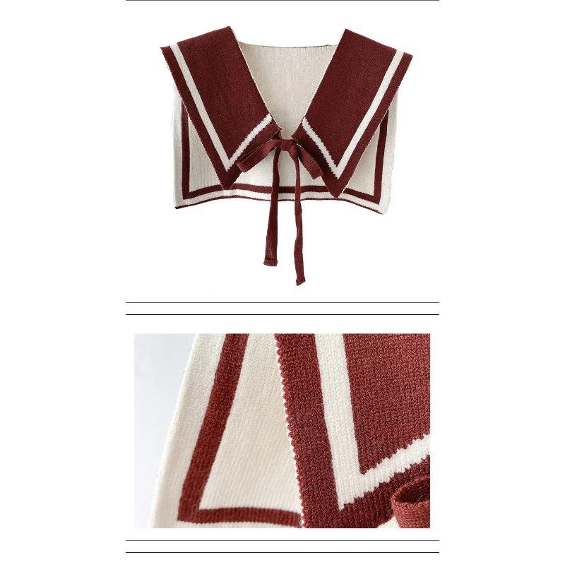 Korean Air-conditioned Room Color-blocking Small Shawl College Style Knitted Vest Protection Cervical Spine Warmth and Versatile