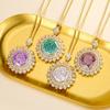 Jewelry Copper Bottom Gold Plated Rose Chepala Green Sunflower Gold Pendant Main Stone 18Mm