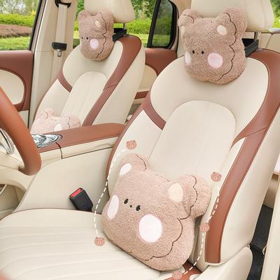 Cute Car Neck Pillow Cartoon Animal Headrest Travel Rest Cushion Plush Auto Seat Neck Lumbar Support Car Interior Accessories