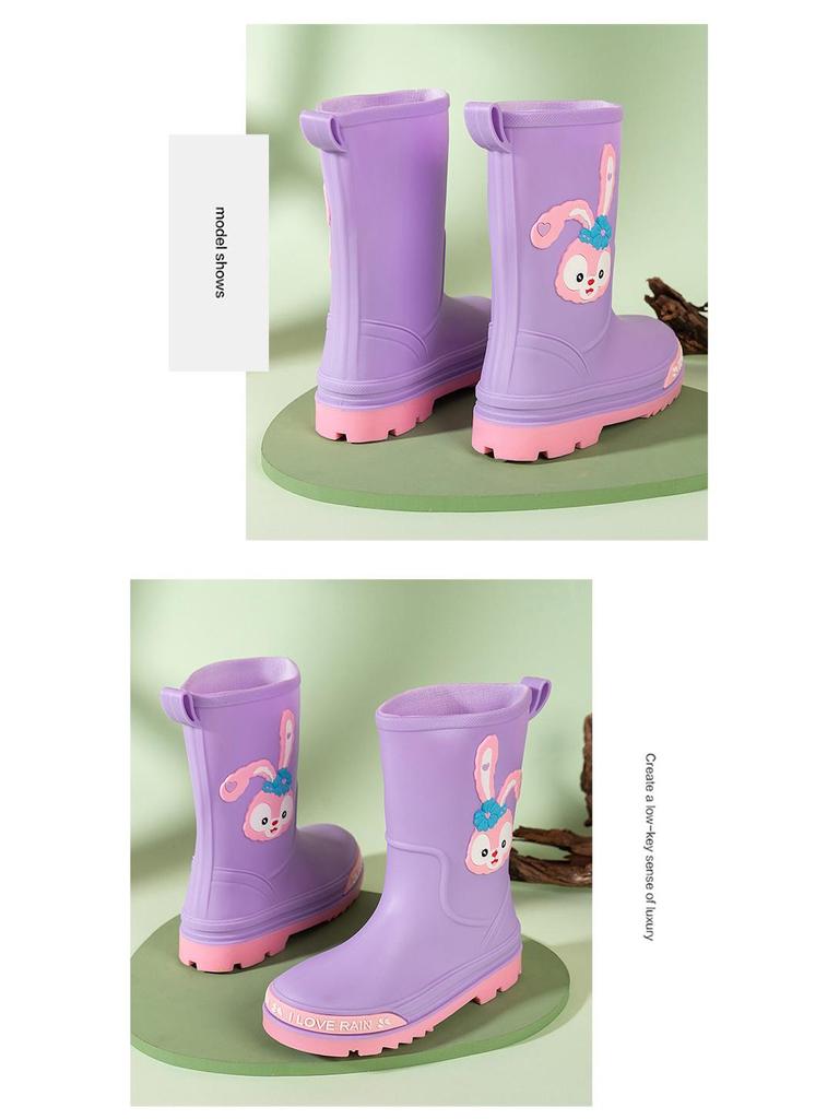 Children's Cartoon Mid-Calf Waterproof Rain Boots - Non-Slip, Thick, and Cute for Boys and Girls