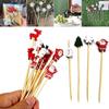 50Pcs/set Christmas Bamboo Fruit Sticks Snowflake Christmas Tree Elk Disposable Bamboo Skewers Festive Party Dessert Supplies