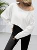 Women's Off Shoulder Crop Top Batwing Long Sleeve Boat Neck Loose T Shirt