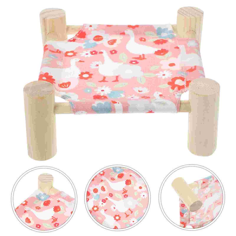 Elevated Design Small Animal Bed Guinea Pig Hammock Cat Bed Pet Sleeping Nest Cages Wooden Material Rabbit House Breathing Bed