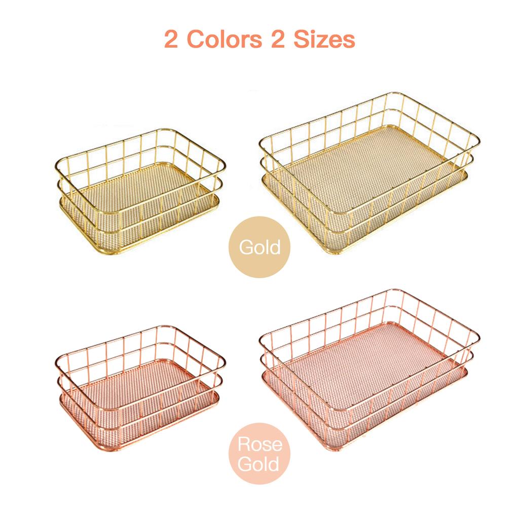 Desk Organizer Wire Baskets Metal Mesh Drawer File Storage Organizer for Business Commercial Shop Office School Handcraft Gift Photography Props
