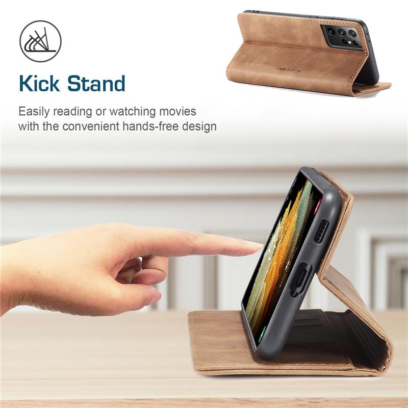 For Samsung Galaxy S21 S22 Ultra Case Leather Magnetic Flip Cover Coque Samsung Galaxy S21+ Plus Etui Galaxy S21 5G Wallet Cases