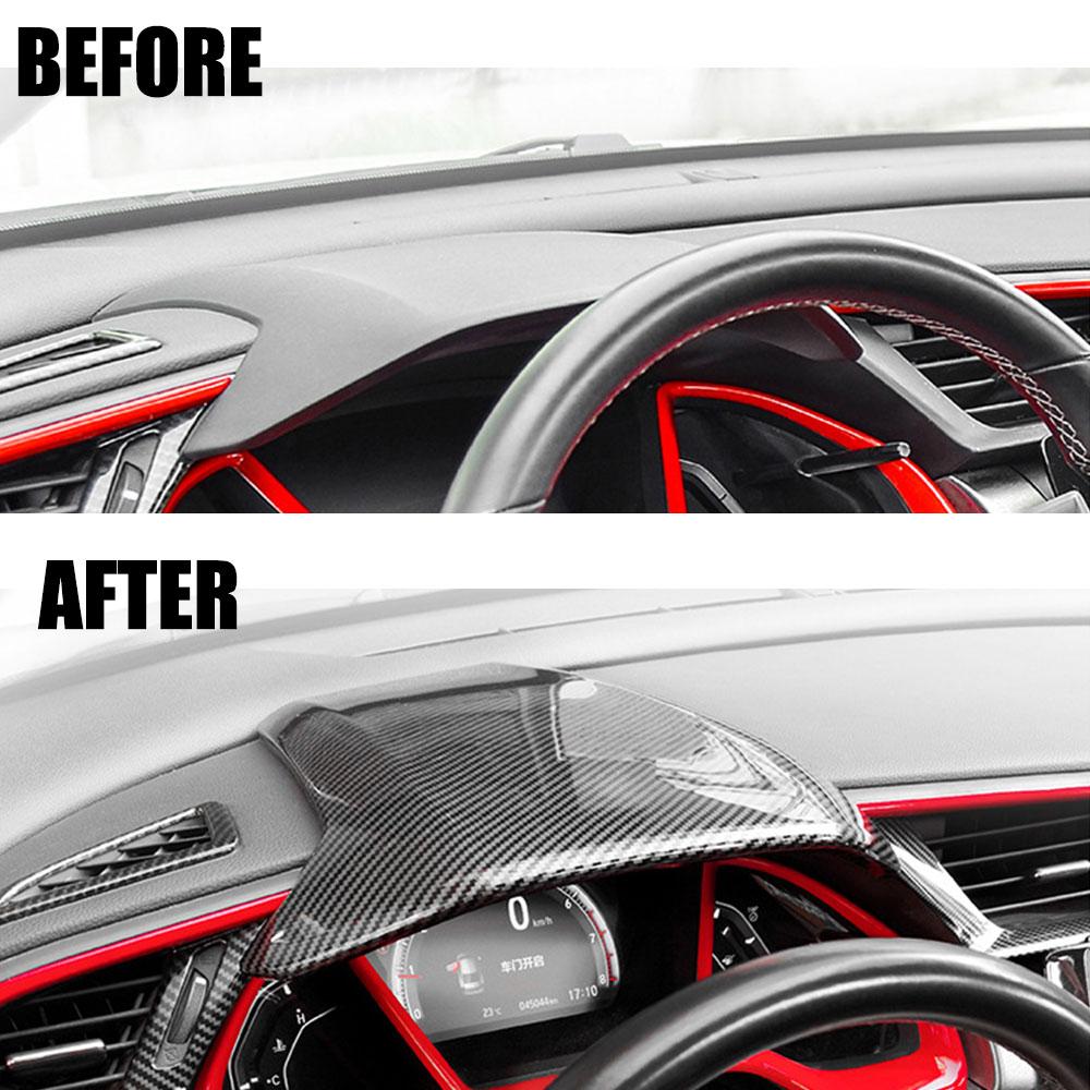 For Honda Civic 10th Gen 2016 2017 2018 2019 2020 2025 Car Dash Board Cover Sticker Carbon Fiber Protect Frame Trim Accessories