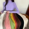 Casual Solid Basic Knitted Blouse Women Elegant Turtleneck Long Sleeve Tunic Auturm Bottoming Pullover Tops  new