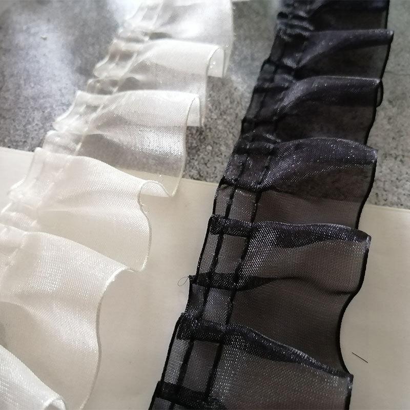 Japanese Black Pleated Lace Skirt DIY Accessories for Baby Clothes and Decorative Curtains