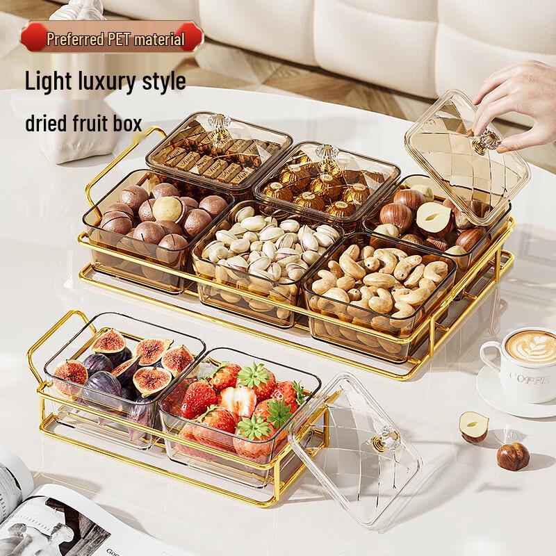 Elegant Divided Serving Box with Transparent Lid and Tray 6 Grids
