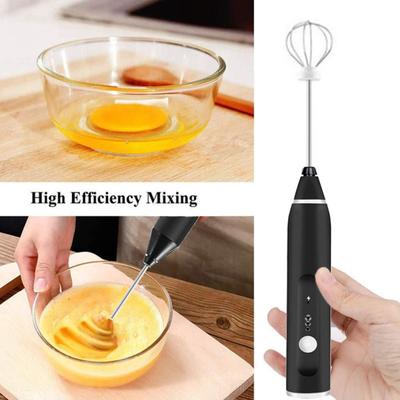 Elektrischer Milchaufschäumer USB Wiederaufladbarer Handheld Schaumschläger für Kaffee Latte Edelstahl Eierschläger für Farbpulver