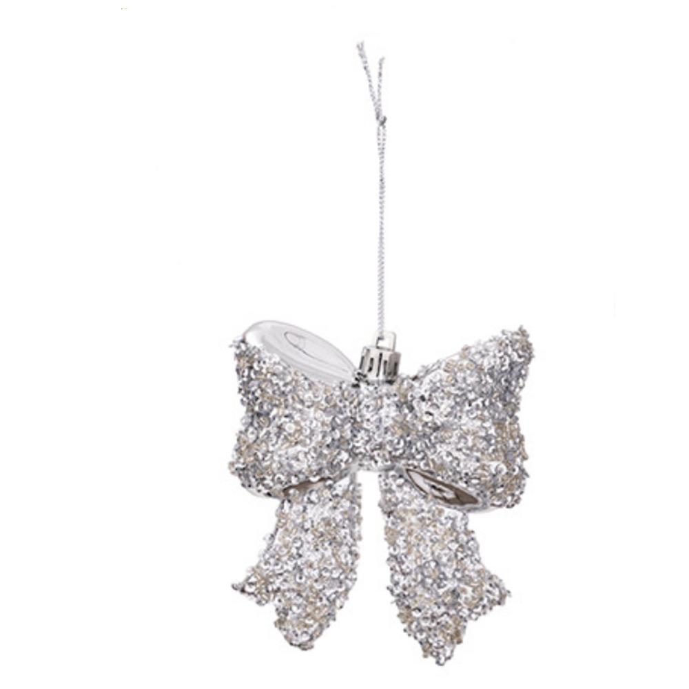 Electroplated Christmas Bow Hanging Ornament Xmas Bow Decoration  Festive Hanging Decor