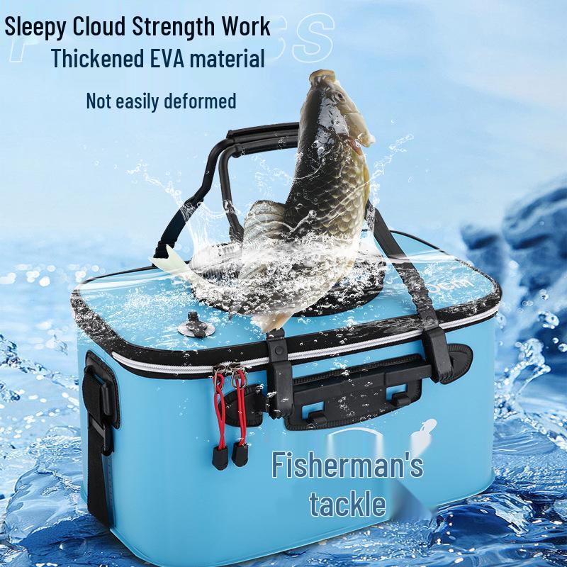 Folding Fish Guard Bucket: One-Piece Fishing Gear Set with Live Fish Storage