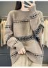 Mall-Stil Dicker Reiner Wollpullover für Damen - 100% Wolle Locker Gestrickt Vielseitiges Oberteil