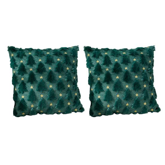 2 ks Povlaky na polštáře s vánočním stromkem, Měkké plyšové povlaky na vánoční polštáře, Pohovka, Postel, Pratelné, Dekorativní povlaky na polštáře