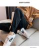 Women's High-Waisted Cotton Blend Harem Sweatpants - Spring 2025 Style, Thin, Casual, Age-Reducing, Nine-Tenths Length, Cuffed.