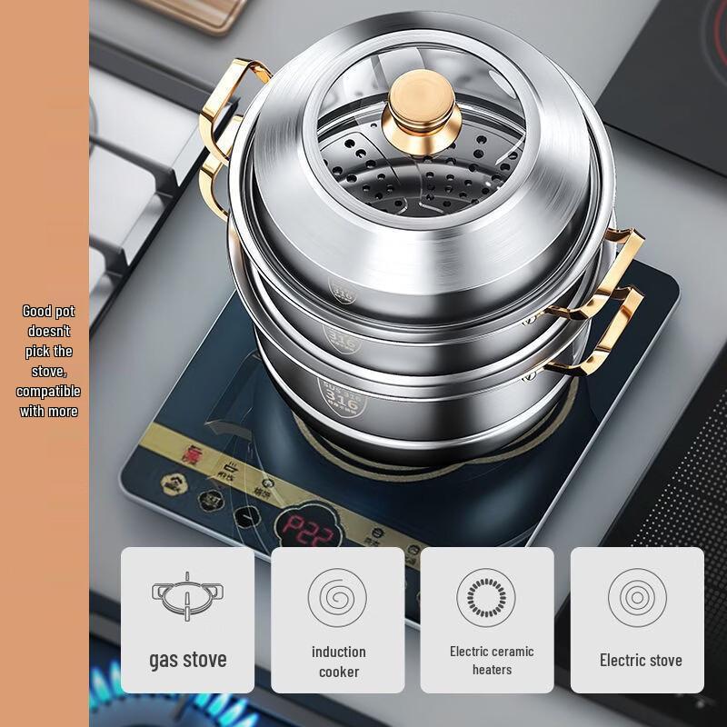 Zhishi 316 Stainless Steel Multi-Layer Induction Steamer