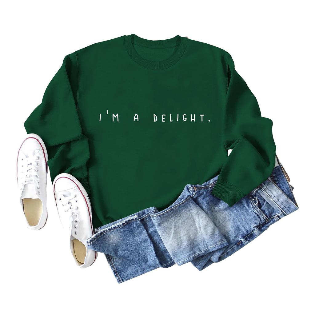 European and American Delight Long Sleeve Round Neck Hoodie 