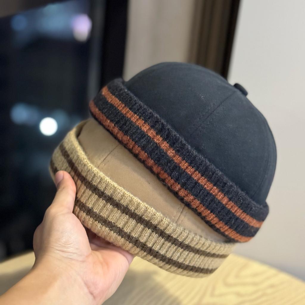 Korean Style Knitted Retro Melon Skin Hat for Men and Women in Autumn and Winter Hip Hop Yuppie Street Kittens Versatile Baotou Landlord Hat