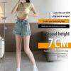 2026 Summer Women's High Waist Rhinestone Denim Shorts - Plus Size A-Line Wide Leg Hot Pants with Spicy Girl Design