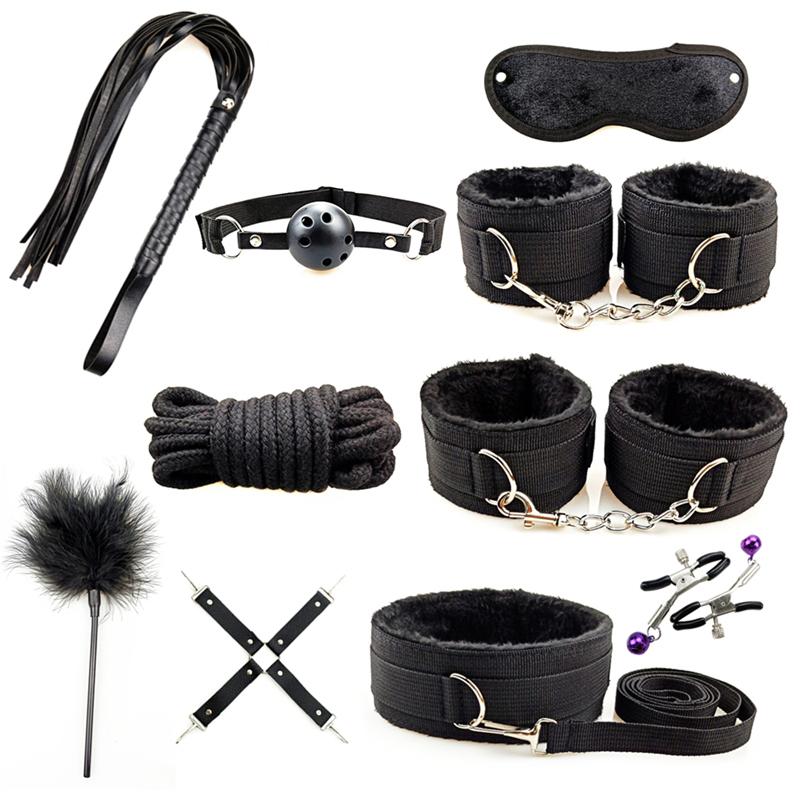 Adults Products Leather Sex Toy Kit Handcuffs Bondage Set Sex Games Bdsm Adult Toys Exotic Accessories Sex Toys for Couples