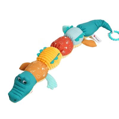 Musikalisches Kuscheltier für Babys mit Lineal-Design, Rassel und verschiedenen Texturen, 0-3-6-12 Monate, Neugeborenenspielzeug, Alligator & Krokodil