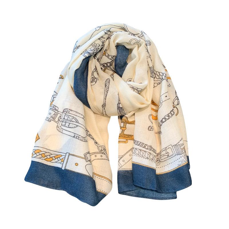 High-end shawl summer thin scarf women's fashion large square scarf air-conditioned room neck protection silk scarf sun protection shawl scarf