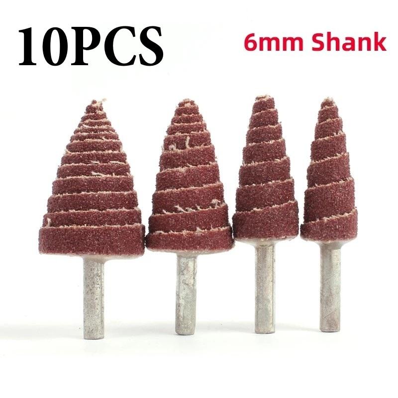 10 STÜCK 6MM Schaft Konisch Kegel Schleifkopf Schleifpapier Lamellenscheiben Polieren 15/20/25/30mm Für Pneumatische Elektrische Schleifmaschine