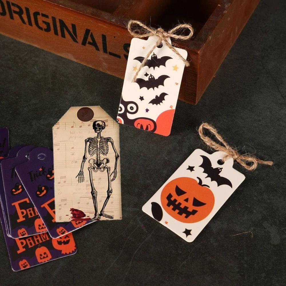 12pcs Vintage Halloween Packing Tags Single Side Pendant Tag Halloween Paper Hanging Tag  Holidays